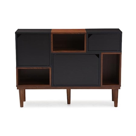Baxton Studio Baxton Studio FP-6794-Oak-Espresso Anderson Mid-Century Retro Modern Oak & Espresso Wood Sideboard Storage Cabinet - 28.86 x 39.55 x 11.7 in. FP-6794-Oak/Espresso